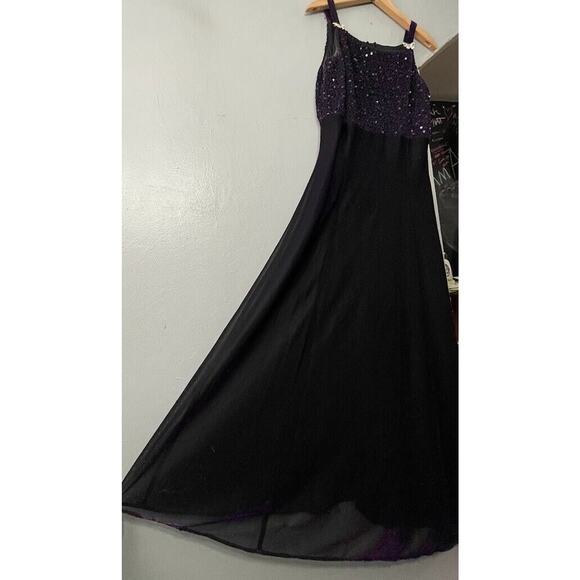 Y2K Betsy & Adam Size 12 Purple Metallic Black Iridescent Fairy Dress Whimsigoth - Picture 6 of 14